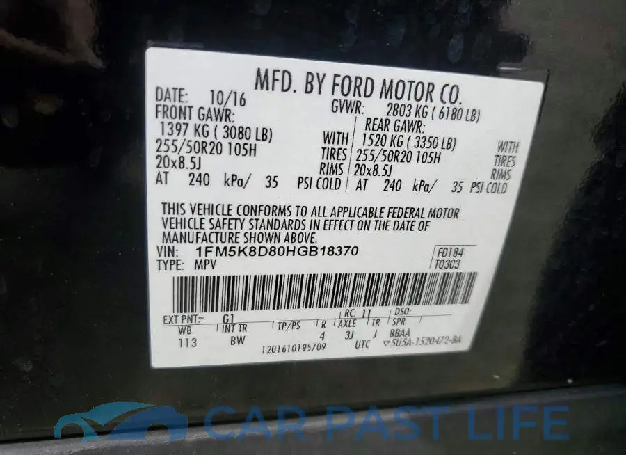1FM5K8D80HGB18370# 13