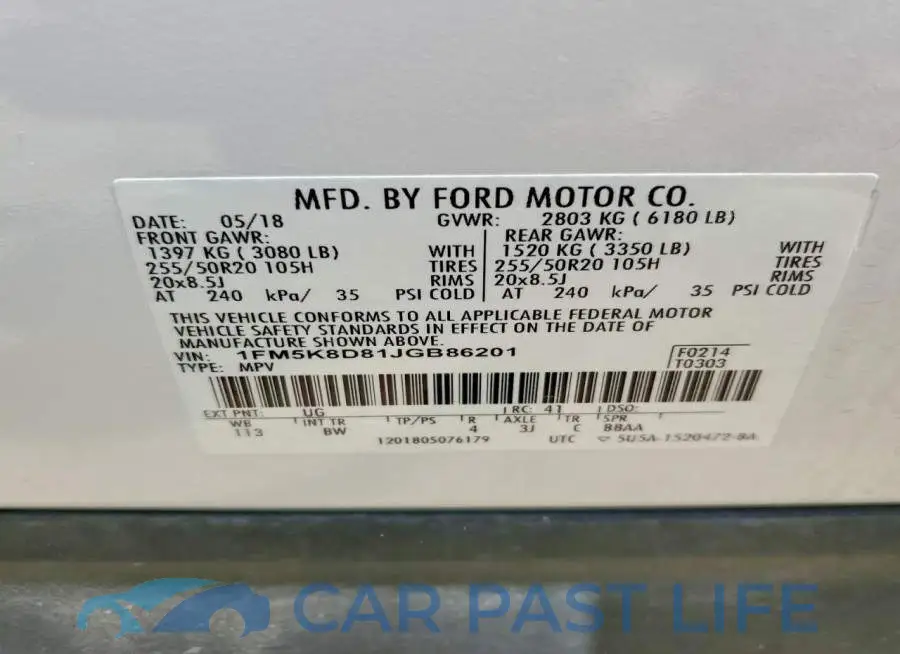1FM5K8D81JGB86201# 13