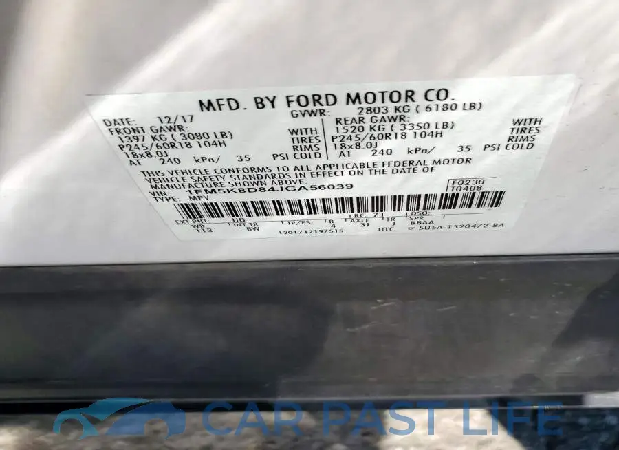 1FM5K8D84JGA56039# 13
