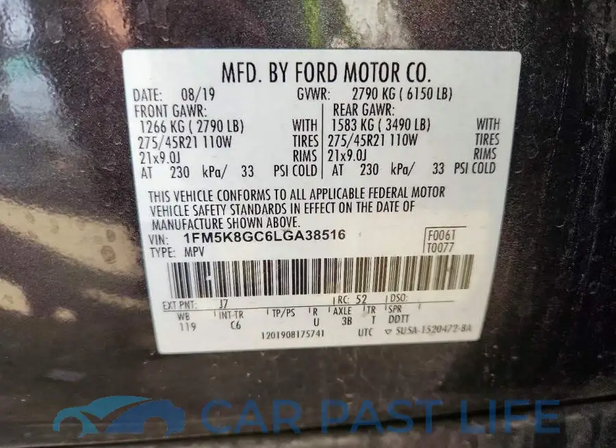 1FM5K8GC6LGA38516# 12