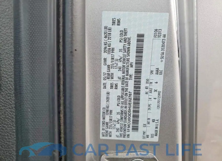 1FMCU0GD5HUE02767# 13