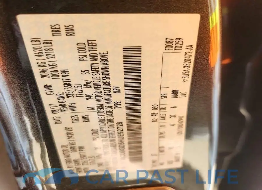 1FMCU0GD5HUE92728# 13