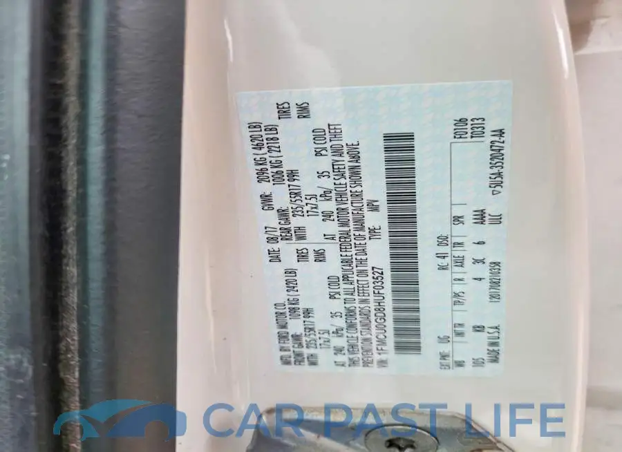 1FMCU0GD8HUF03527# 12
