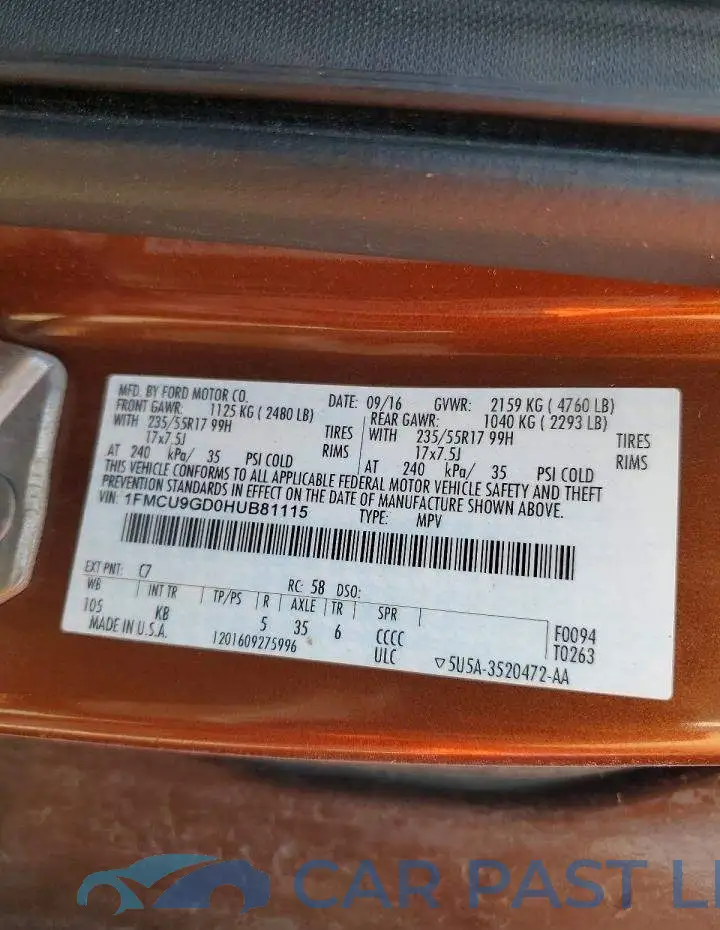 1FMCU9GD0HUB81115# 13