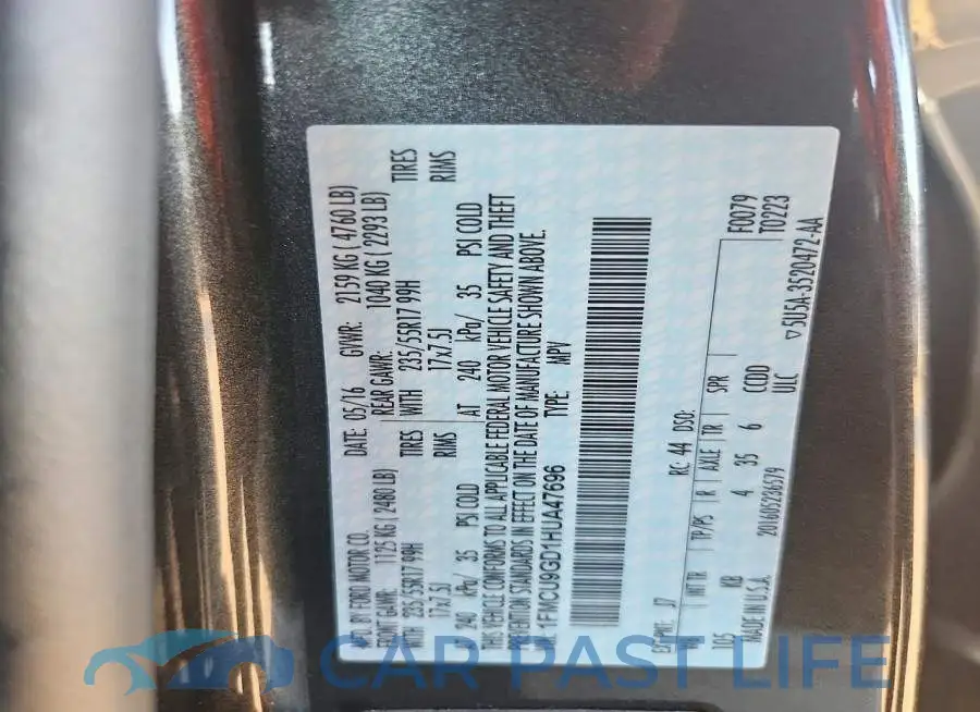 1FMCU9GD1HUA47696# 13