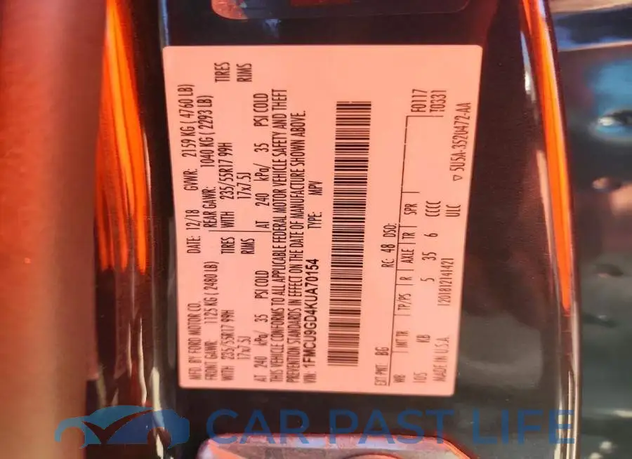 1FMCU9GD4KUA70154# 13