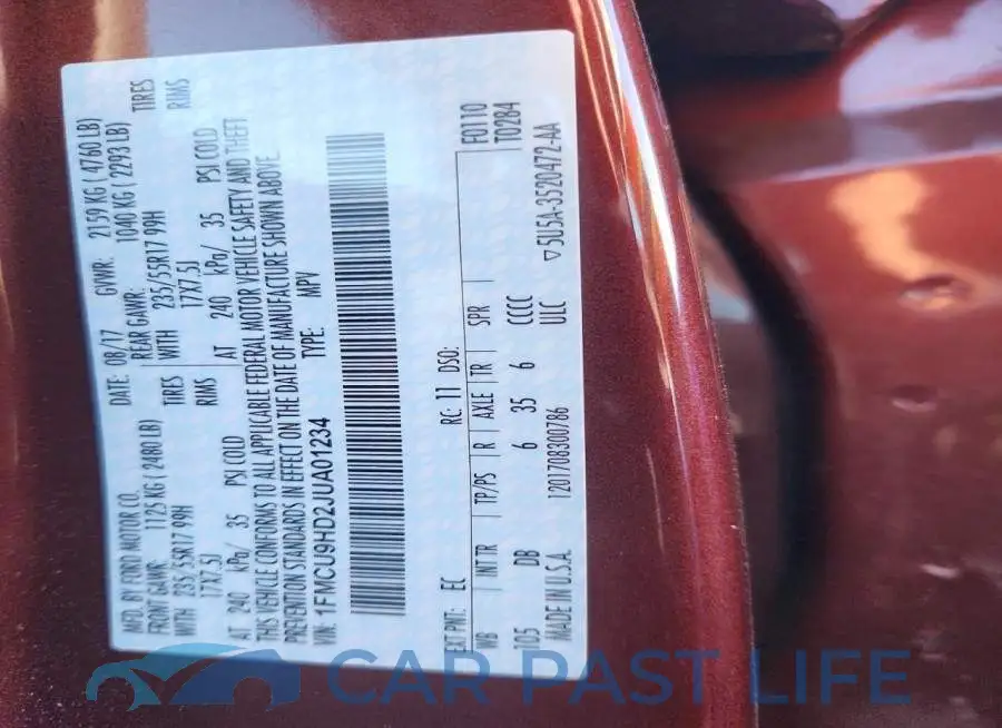 1FMCU9HD2JUA01234# 13