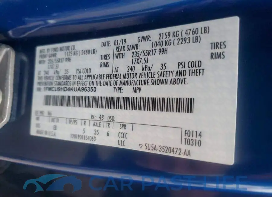 1FMCU9HD4KUA96350# 13
