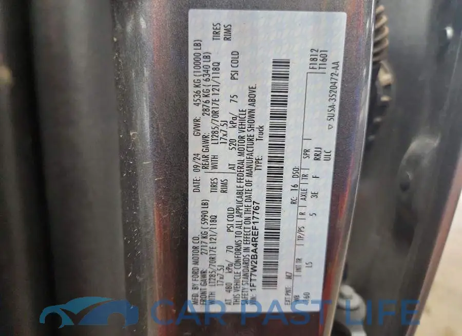 1FT7W2BA4REF17767# 12