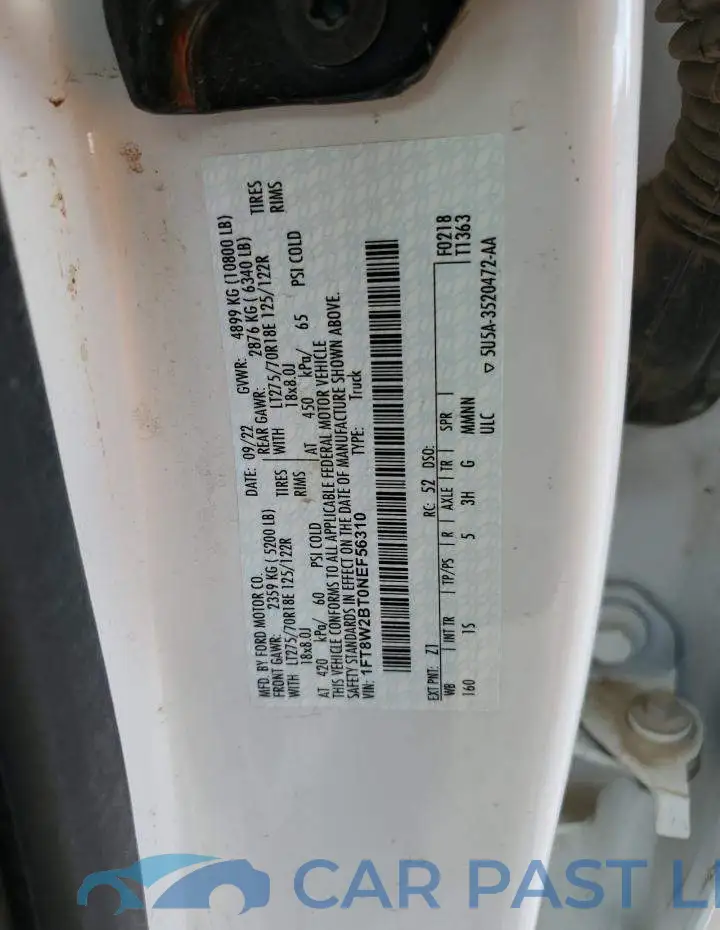 1FT8W2BT0NEF56310# 12