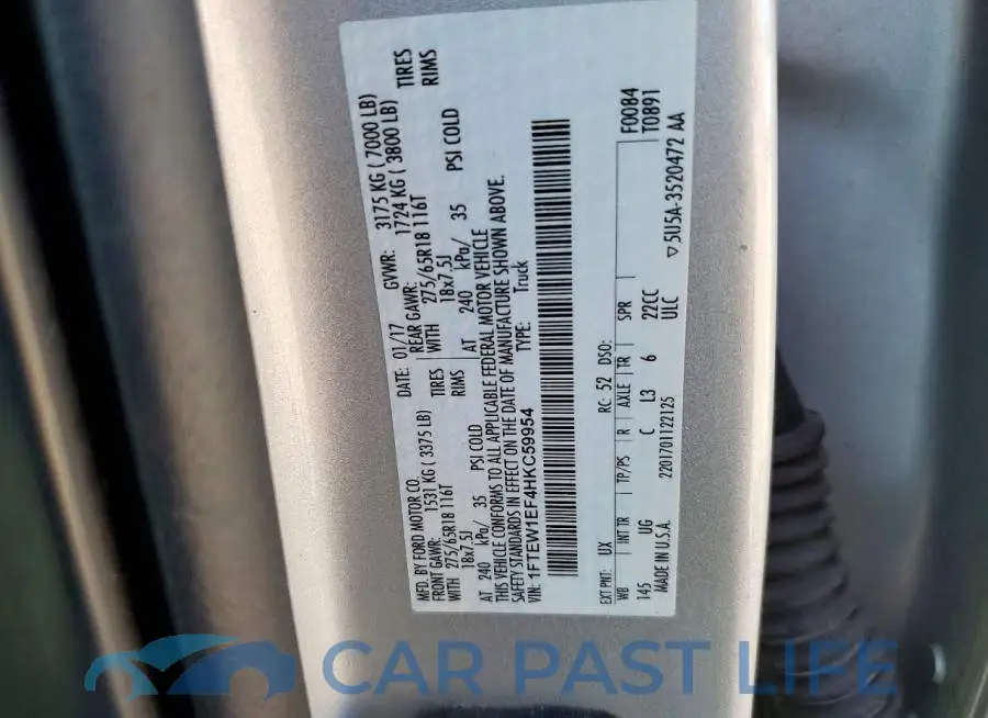 1FTEW1EF4HKC59954# 12