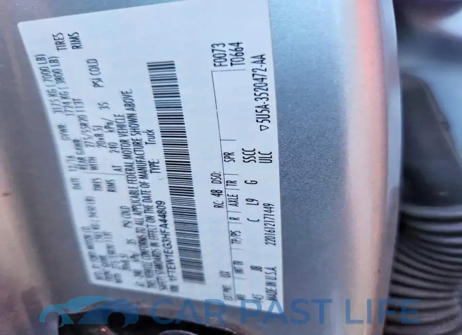 1FTEW1EG3HFA44809# 12