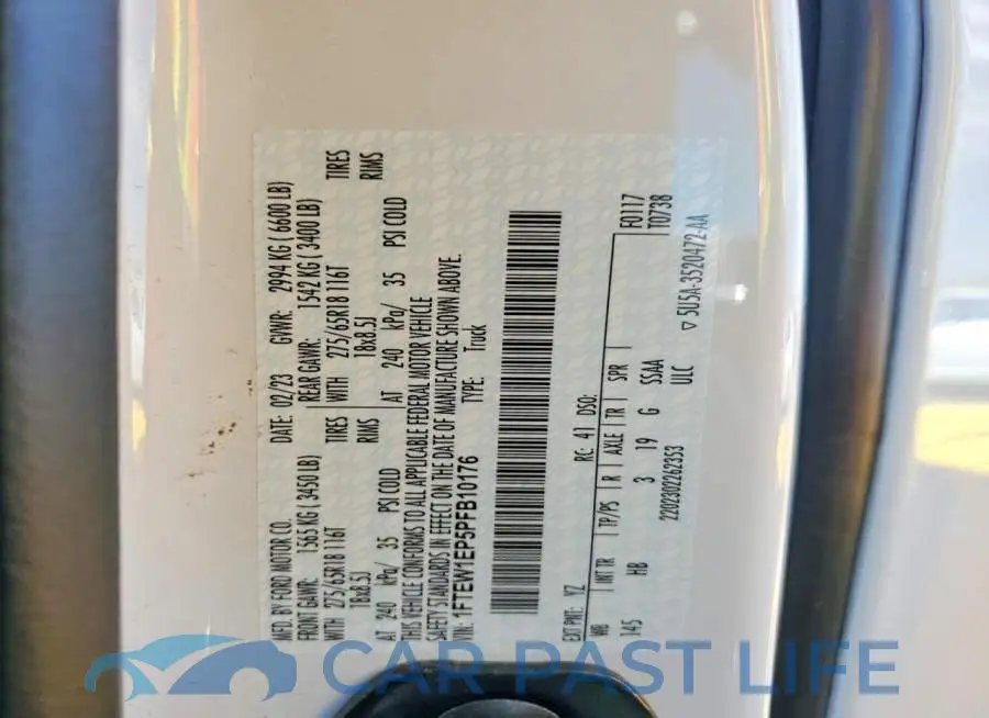 1FTEW1EP5PFB10176# 12