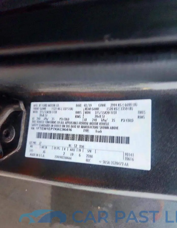 1FTEW1EP7KKC96416# 12