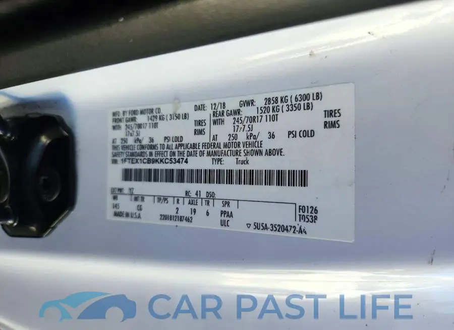 1FTEX1CB9KKC53474# 12