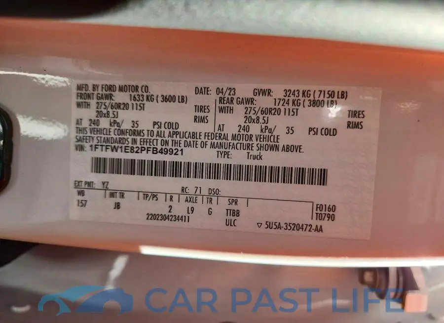 1FTFW1E82PFB49921# 12