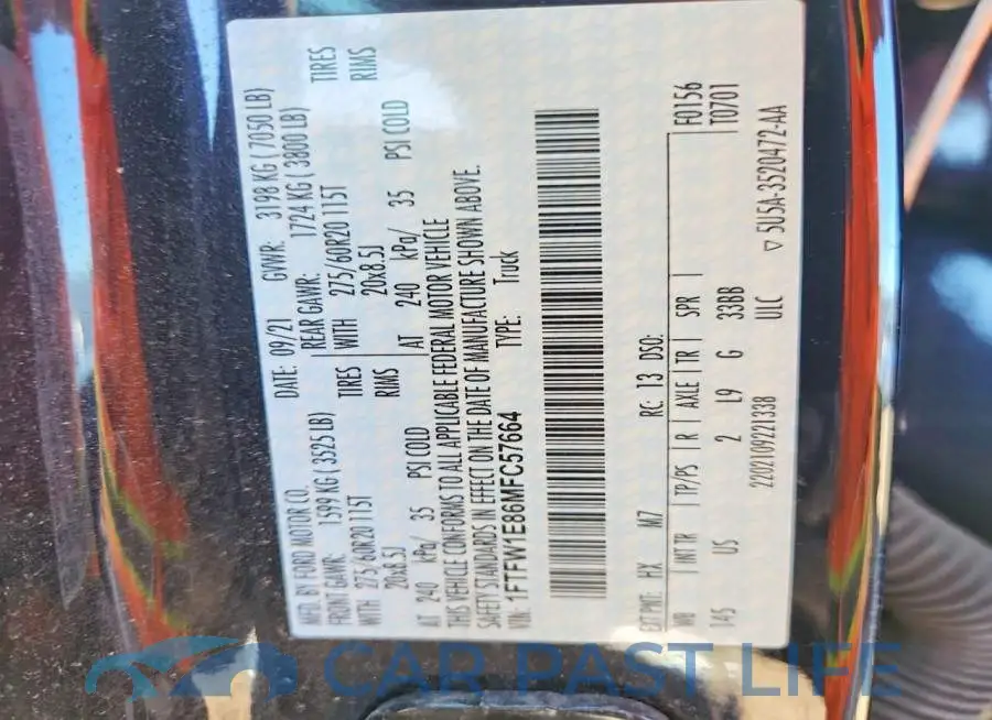 1FTFW1E86MFC57664# 12