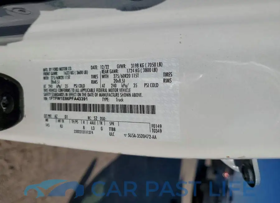 1FTFW1E86PFA43391# 12