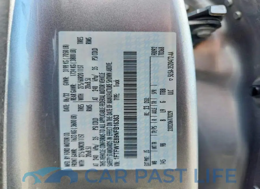 1FTFW1E89NFB16363# 12