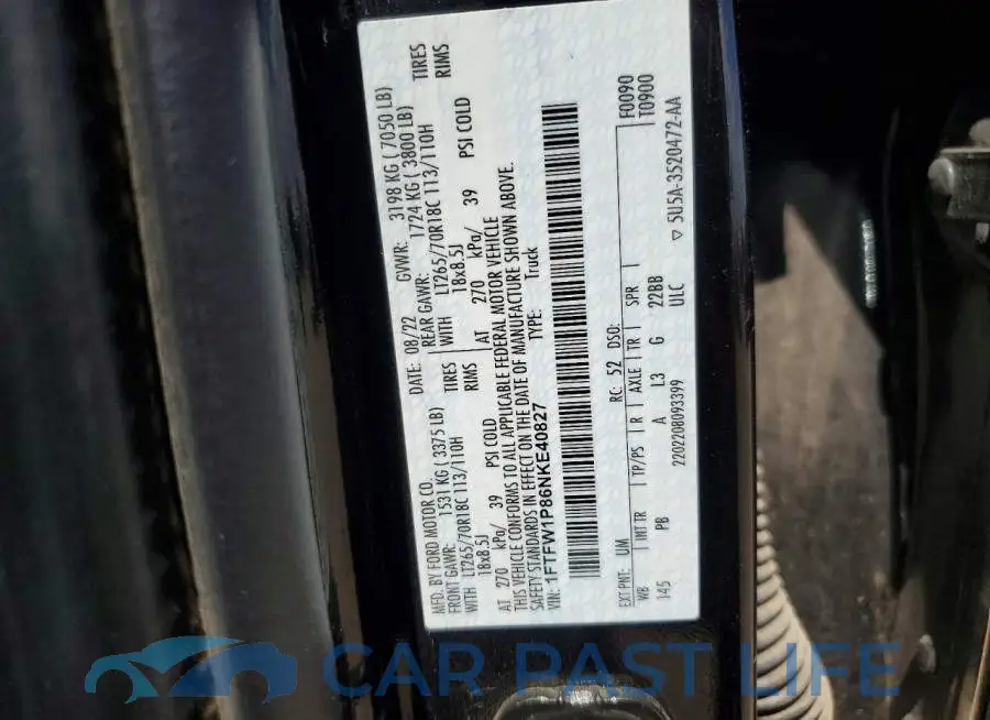 1FTFW1P86NKE40827# 12