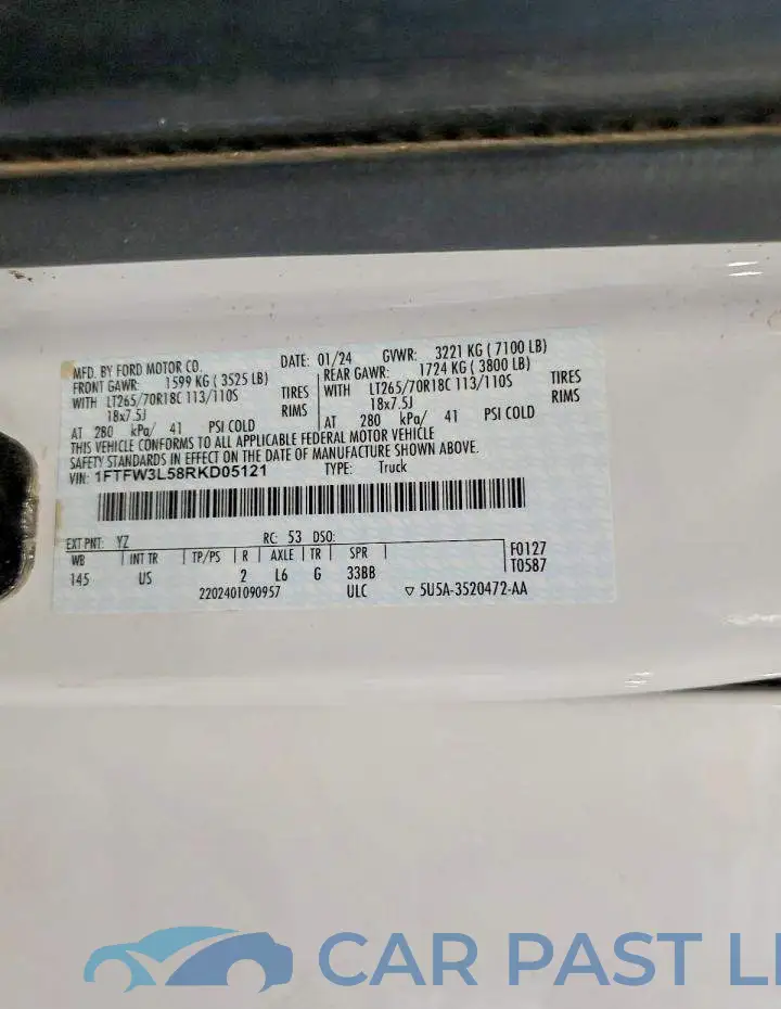 1FTFW3L58RKD05121# 12