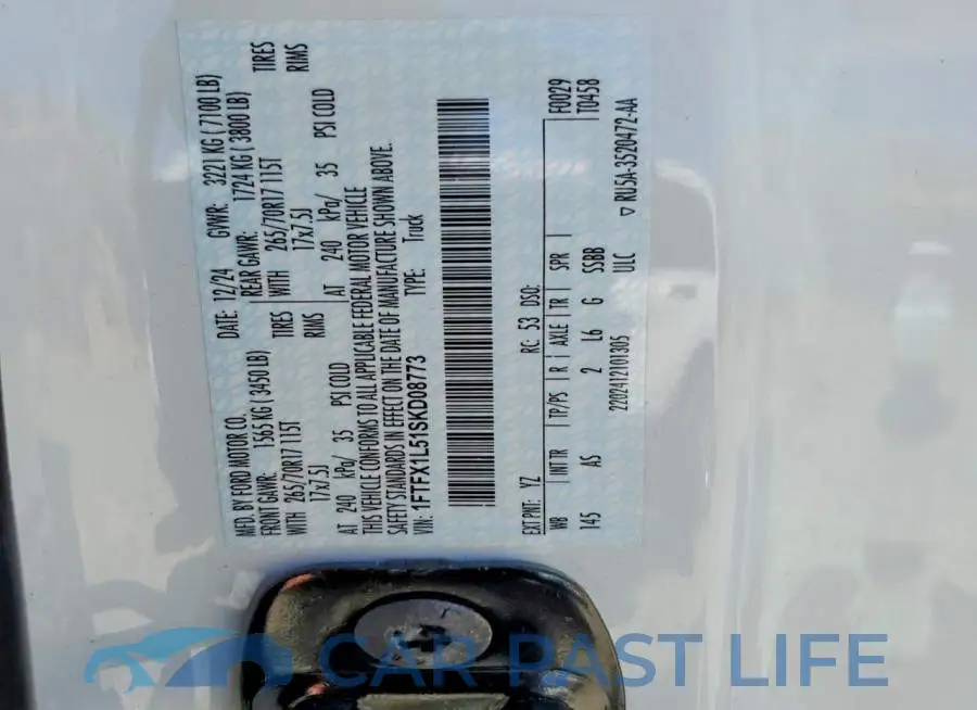 1FTFX1L51SKD08773# 12