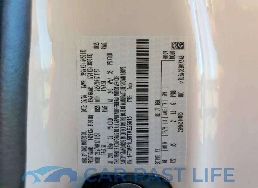 1FTMF1L59TKE26615# 12