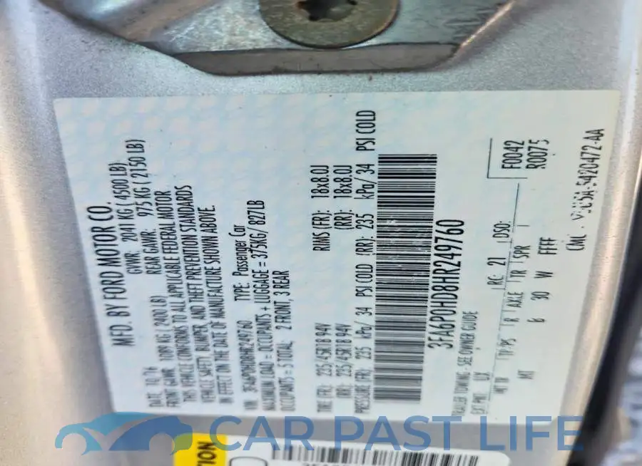 3FA6P0HD8HR249760# 12
