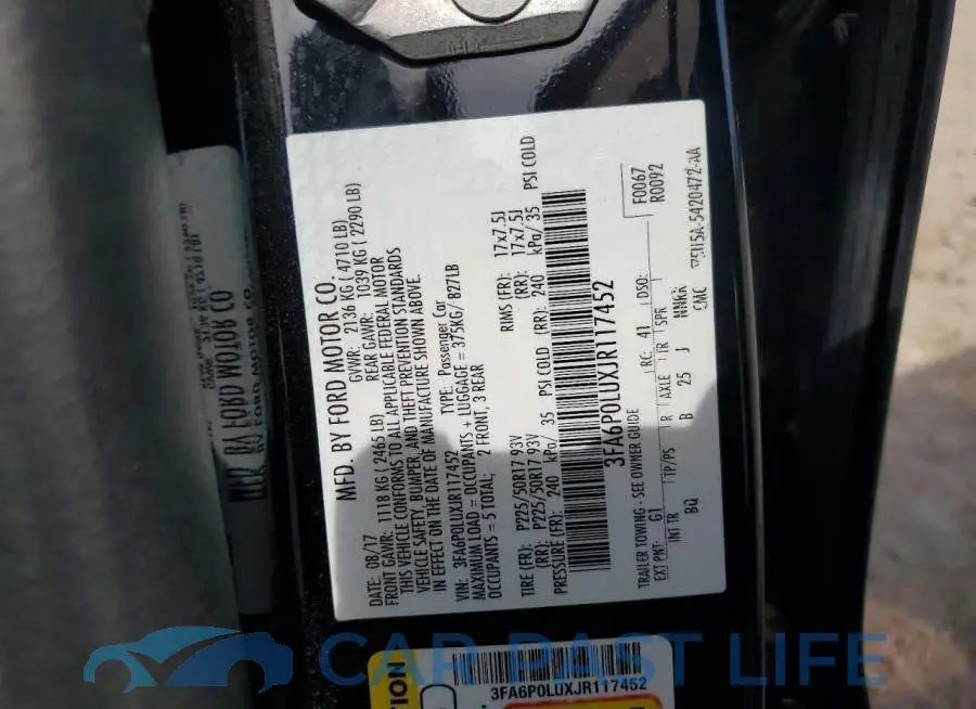 3FA6P0LUXJR117452# 12