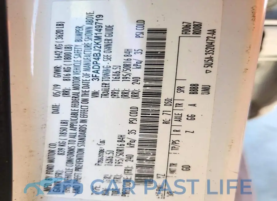 3FADP4BJ2KM149719# 12