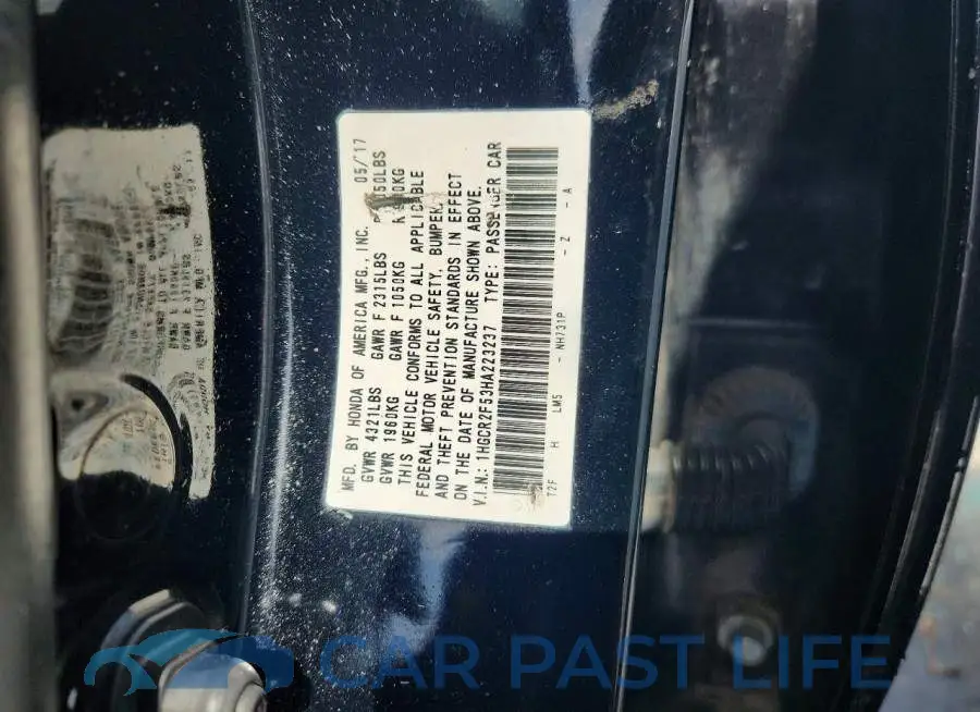 1HGCR2F53HA223237# 13