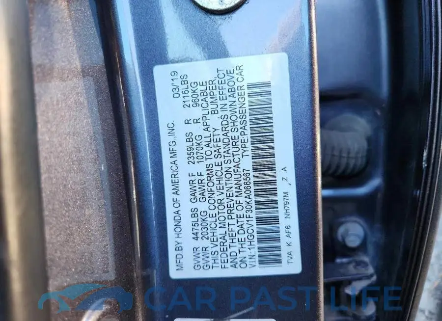 1HGCV1F30KA066567# 12