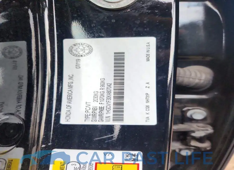 1HGCV1F30KA807042# 13