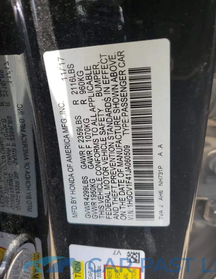 1HGCV1F41JA060509# 12