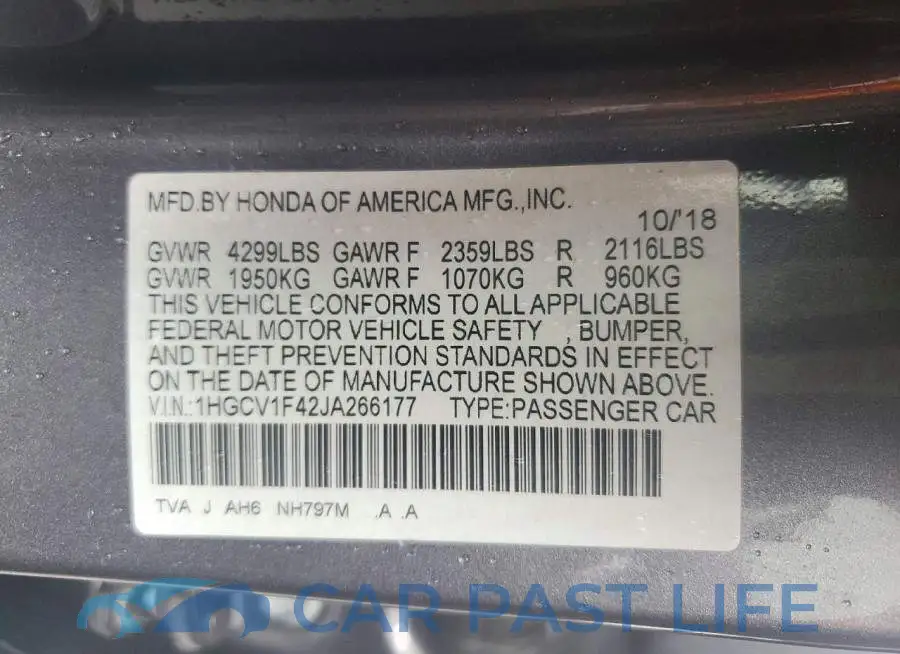 1HGCV1F42JA266177# 12