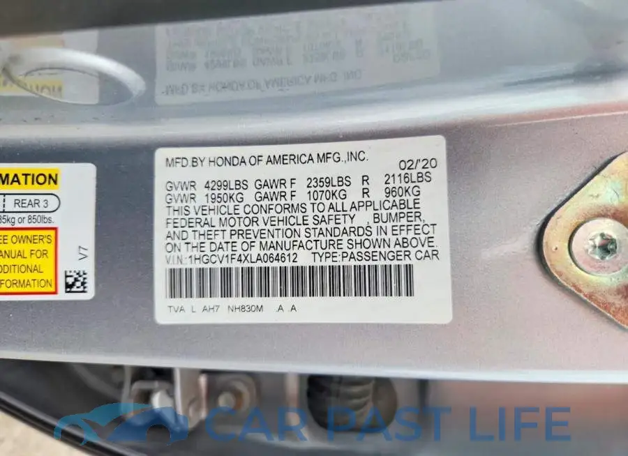 1HGCV1F4XLA064612# 12