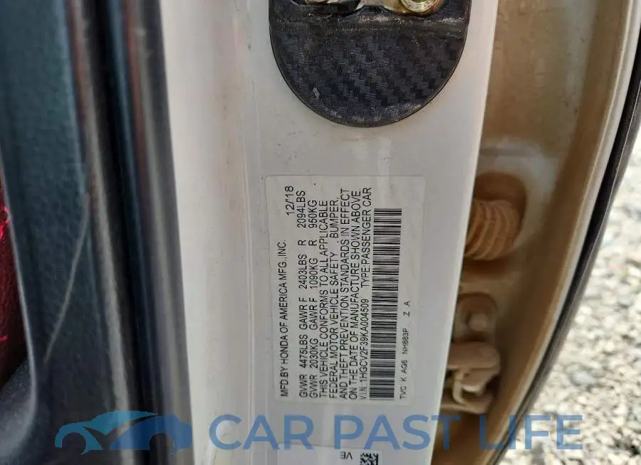 1HGCV2F39KA004509# 13