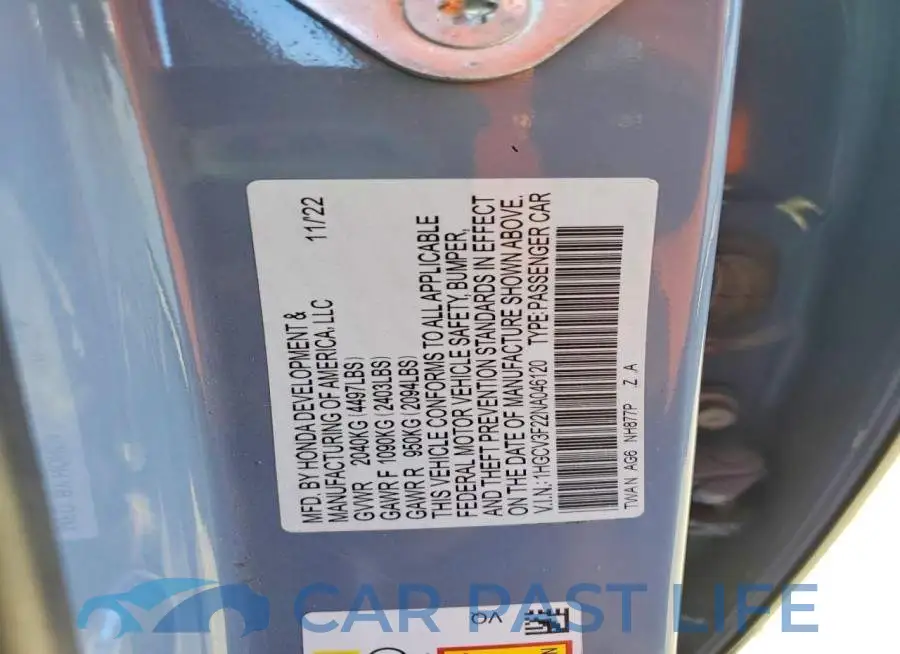 1HGCV3F22NA046120# 13