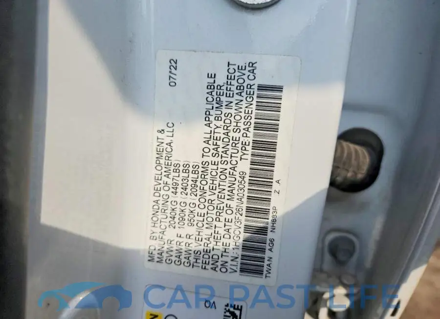 1HGCV3F26NA030549# 12