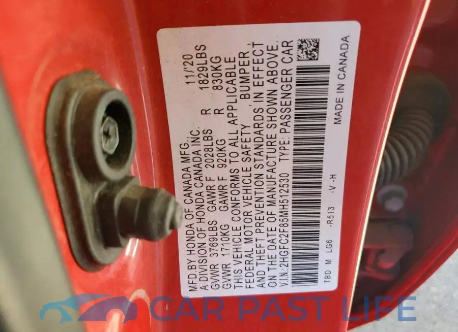 2HGFC2F85MH512530# 13