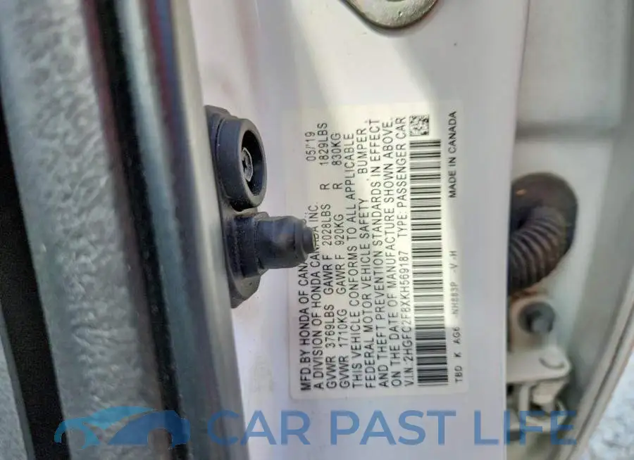 2HGFC2F8XKH569187# 12