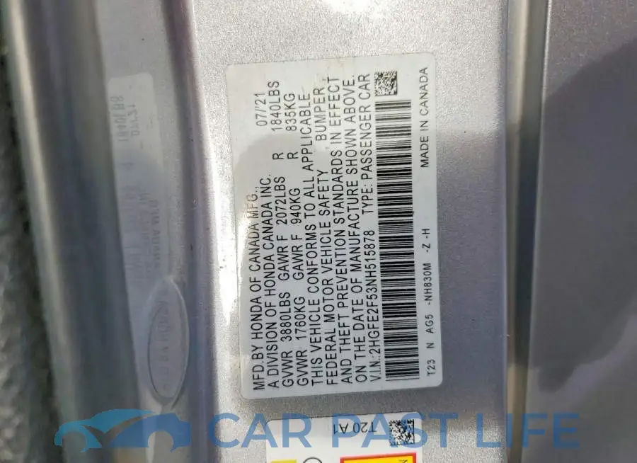 2HGFE2F53NH515878# 12