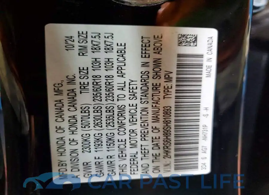 2HKRS6H89SH810893# 13