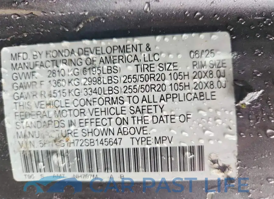 5FNYG1H72SB145647# 13
