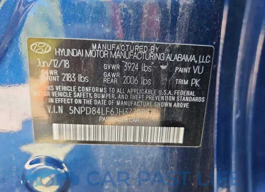5NPD84LF6JH377082# 12