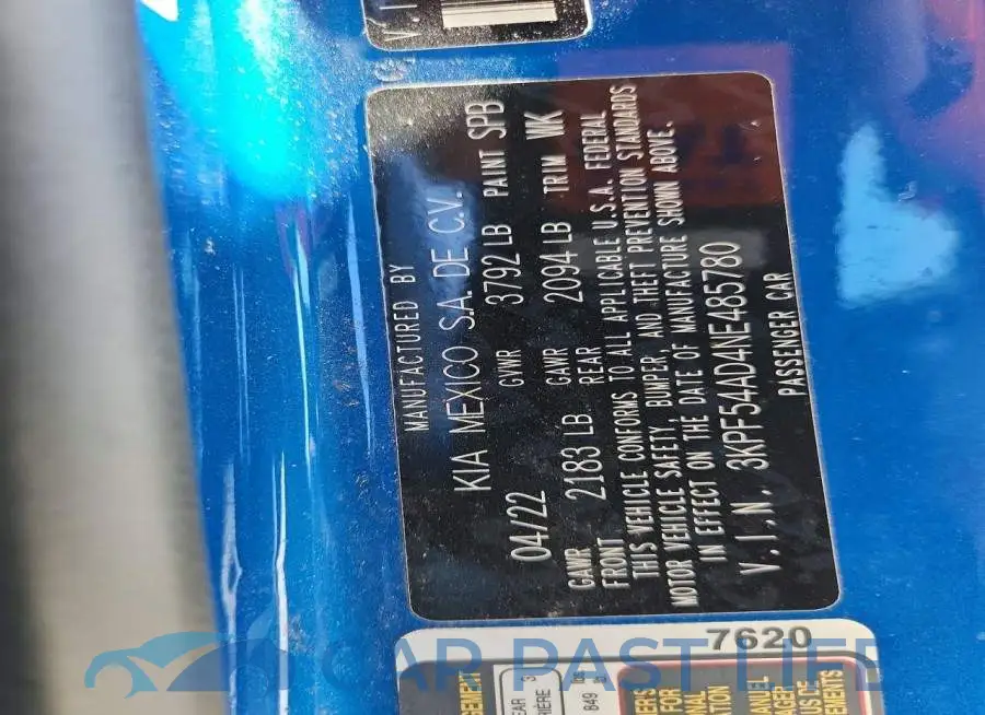 3KPF54AD4NE485780# 13