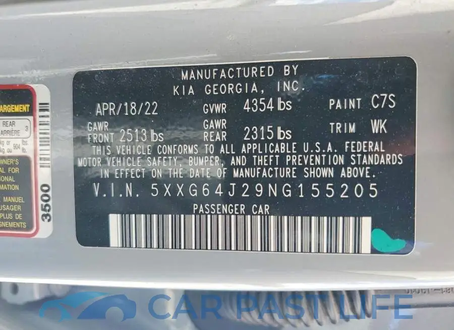 5XXG64J29NG155205# 12