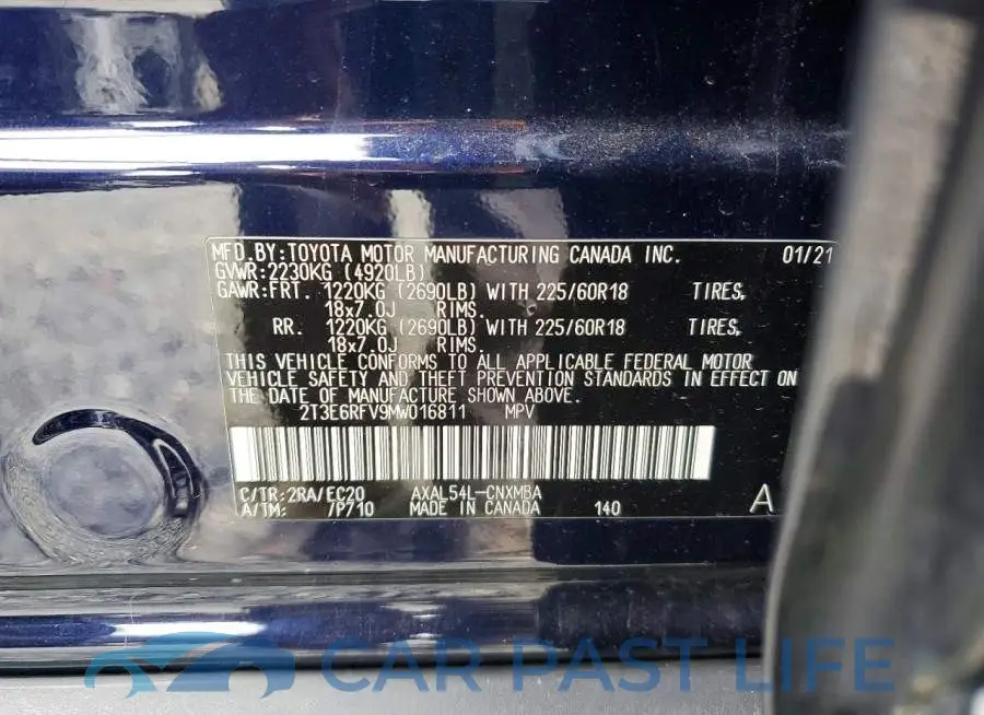 2T3E6RFV9MW016811# 13