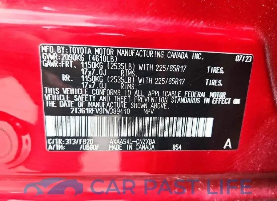 2T3G1RFV9PW389410# 14