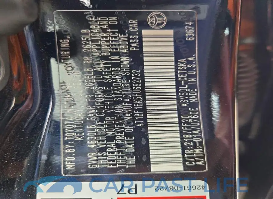 4T1BF1FK5HU692732# 12